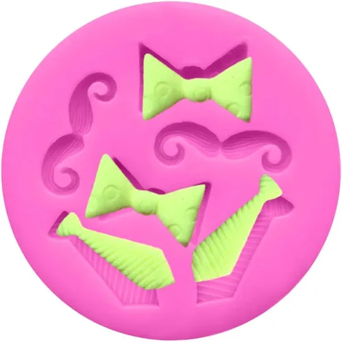 Miniatura 3 de Luckycivia - Juego de 4 pajaritas para barba, molde de fondant de chocolate con caramelo, molde de silicona para pastel