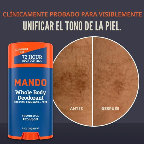 Miniatura 5 de Mando Desodorante de cuerpo entero para hombres, barra lisa y sólida, control de olores de 72 horas, sin aluminio, sin bicarbonato de sodio, seguro