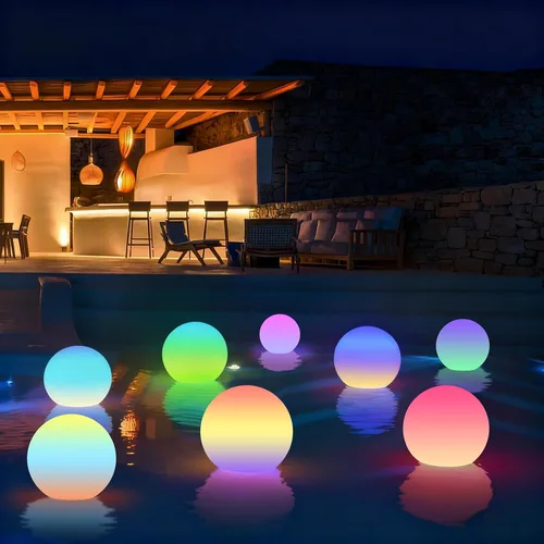 Miniatura 10 de LOFTEK Bola de luz flotante recargable para piscina, lámpara LED de 3 pulgadas, luz RGB que cambia de color para bañera de hidromasaje, luces LED