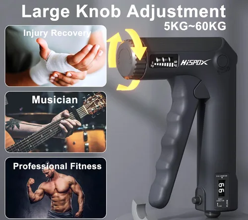 Miniatura 7 de Grip Strength Trainer with Finger Exerciser, Adjustable Resistance, Forearm Strengthener Hand Gripper with Counting,Black