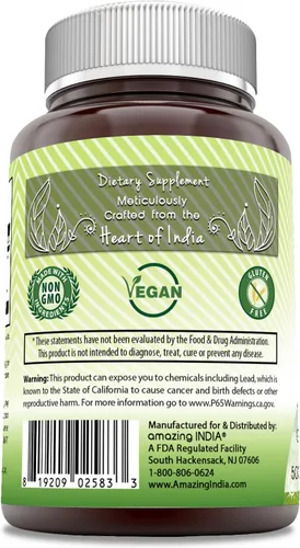Miniatura 3 de Amazing India Gymnema 500 mg Suplemento de cápsulas vegetales Sin OMG Sin gluten Fabricado en Estados Unidos (1 paquete 120 unidades)