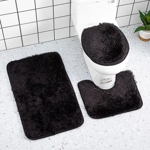 Miniatura 11 de Juego de baño de 3 piezas, tapete de baño ultra suave antideslizante y tapete de baño de felpilla absorbente para bañera, ducha e inodoro (amarillo)