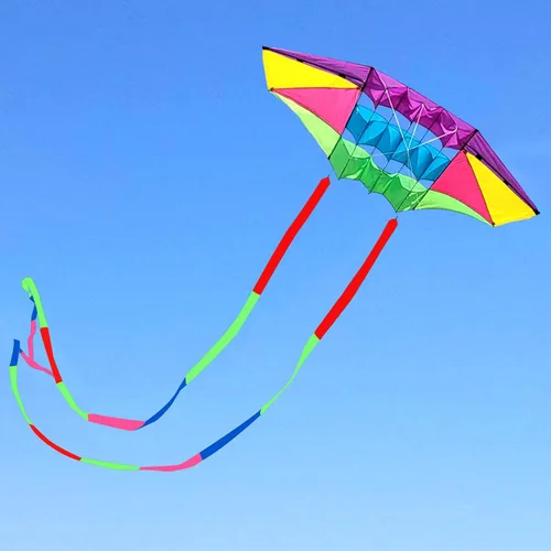 Miniatura 9 de Cometas de playa para adultos grandes con cola larga, 98 pulgadas Super Easy Flyer 3D Rainbow Box Kites, viene con dos colas de varios colores de 49