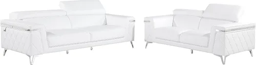 Miniatura 21 de Blackjack Furniture Amalfi - Juego de sofá de cuero italiano de grano superior para sala de estar con elegante diseño italiano, reposacabezas
