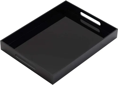 Miniatura 10 de KEVLANG - Bandeja de servir transparente y resistente de acrílico con asas - 12x16 pulgadas - Para servir café, aperitivos, desayuno, mayordomo