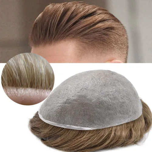 Miniatura 32 de Toupee Hair for Men Hair Piece 0.002 in Ultra Thin Skin Mens Toupee Sistema de reemplazo de cabello humano para hombres, prótesis capilar