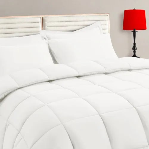 Miniatura 11 de TAIMIT Juego de edredón blanco tamaño King de 7 piezas, juego de cama en una bolsa con edredón reversible suave acolchado cálido y esponjoso
