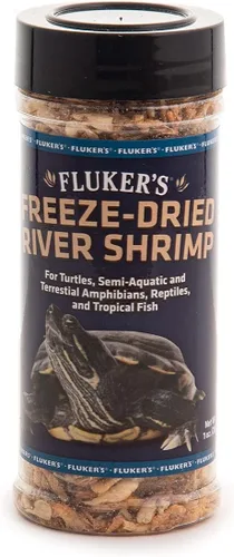 Fluker's Camarones de río liofilizados, llenos de nutrientes, ideales para lagartos, reptiles, pájaros, peces, erizos, 1 onza