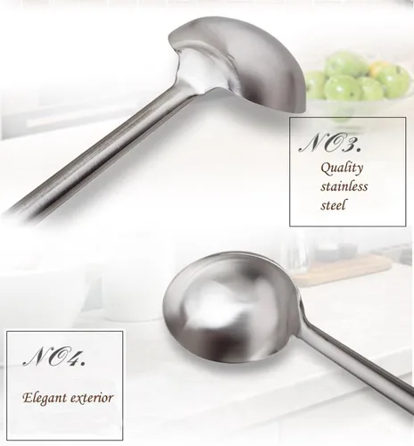 Miniatura 3 de Tenta Kitchen Cuchara profesional grande de acero inoxidable para servir – Cucharón de salsa para sopa para comedor escolar, cocina de hotel