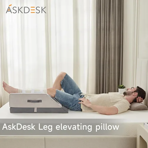Miniatura 7 de Almohada elevadora de piernas, almohada de apoyo ajustable de 3 alturas, almohada de cuña para después de la cirugía o el descanso, almohada