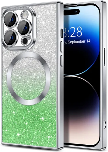 Miniatura 129 de Hython Funda para iPhone 13 Pro transparente con purpurina magnética [compatible con MagSafe] Protector completo de lente de cámara delgado