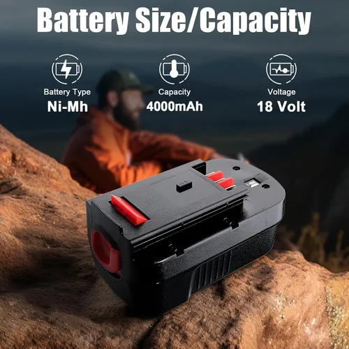 Miniatura 2 de 【Actualizado a 4000 mAh】Paquete de 2 baterías de repuesto HPB18 para batería Black and Decker de 18 V compatible con batería Black and Decker