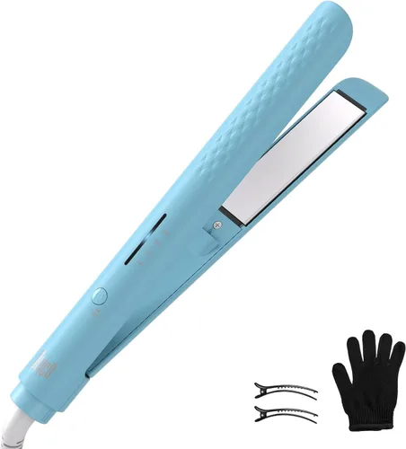 Quico Plancha para el cabello, alisadora de cabello de viaje global de 110-240 V para mujeres, calentamiento rápido en 15 segundos, plancha plana
