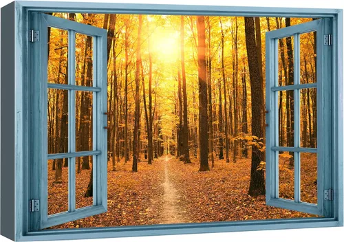 Miniatura 53 de wall26 - Cuadro en lienzo para pared, vista de ventana, atardecer neón, cielo, palmera tropical, playa, naturaleza, desierto, fotografía, realismo