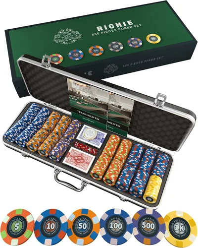 Miniatura 6 de Bullets Playing Cards Juego de póquer profesional Paulie 300 fichas de póquer de cerámica (0.35 oz) + placas de cerámica con estuche premium