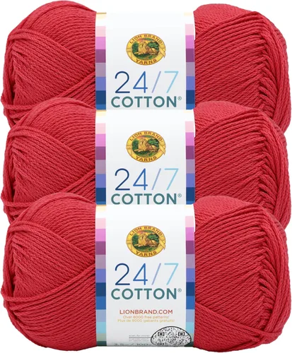 Miniatura 76 de Lion Brand Yarn, Hilo ligero mercerizado de algodón 24/7 para tejer, ganchillo y manualidades, Almirante, 1 paquete, 185 yardas de fibra natural