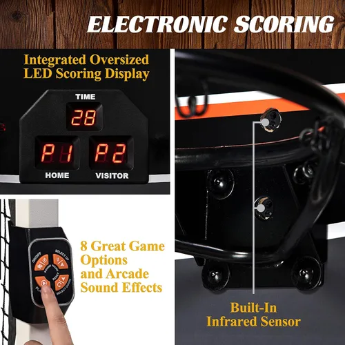 Miniatura 6 de Juego de baloncesto arcade de colección urbana de Barrington Billiards con anotación electrónica y set de baloncesto de 17,8 cm, blanco