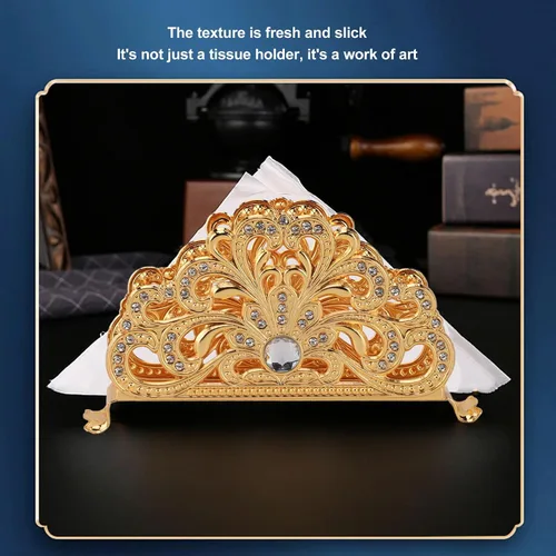 Miniatura 3 de Servilletero de metal dorado, dispensador de pañuelos, organizador de servilletas de mesa para cocina, restaurante, cena, fiesta, decoración de mesa