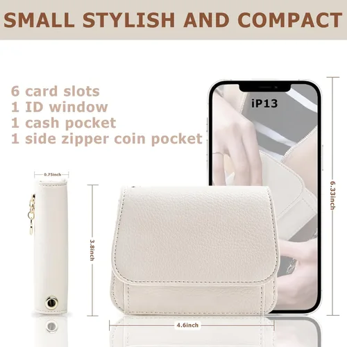 Miniatura 2 de Cartera pequeña para mujer, con bloqueo RFID, delgada y bolsillo para monedas, tarjetero plegable para tarjetas de crédito con ventana