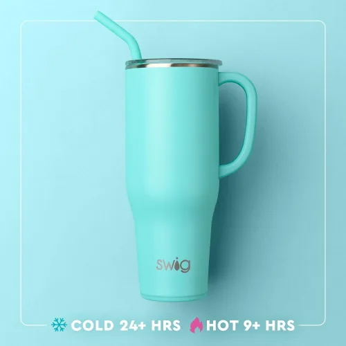 Miniatura 4 de Swig Life - Taza Mega de 40 onzas, Taza de 40 oz con asa y pajita, apta para portavasos, apta para lavavajillas, taza aislante extra grande