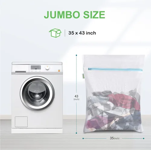 Miniatura 3 de OTraki Bolsa de lavado de malla grande 43 x 35 pulg XL Bolsa de lavandería Red protectora para lavadora Bolsa grande para lavadora para viajes