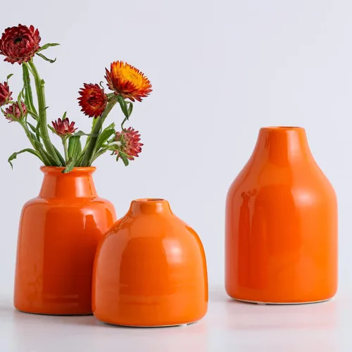 Miniatura 11 de Juego de 3 jarrones negros pequeños para decoración moderna del hogar, jarrones de cerámica para centros de mesa, jarrones de flores para sala