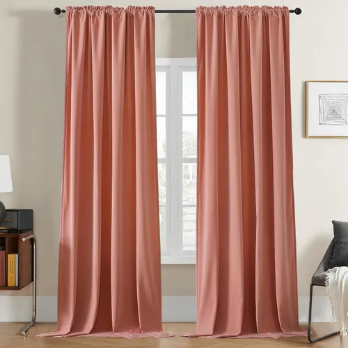 Miniatura 19 de Joydeco Cortinas de terciopelo negro de 63 pulgadas de largo, 2 paneles, cortinas opacas de lujo con bolsillo para barra, cortinas de ventana
