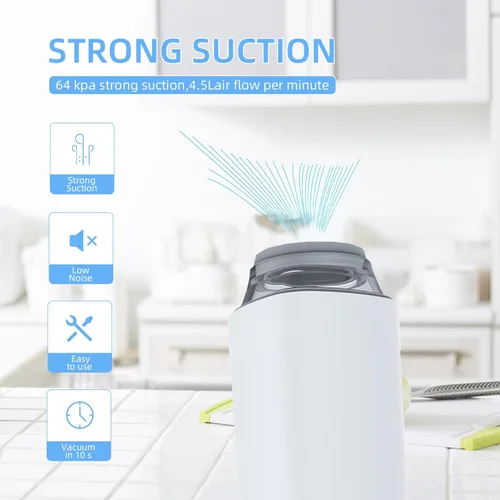 Miniatura 3 de Máquina Selladora al Vacío de Mano CABIBOX, Bomba de Vacío Automática para Alimentos, Selladora al Vacío Portátil Sous Vide para Almacenamiento