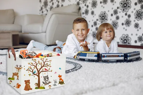 Miniatura 2 de Essme Cestas Rectangulares para Niños Cestas para Niños, Contenedores de Almacenamiento de Animales con Asas para Decoración de Habitación de Niños