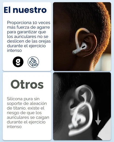 Miniatura 6 de Gcioii Ganchos para orejas de aleación de titanio con memoria para AirPods Pro 3, AirPods Pro 2, AirPods Pro y AirPods 3, accesorios deportivos