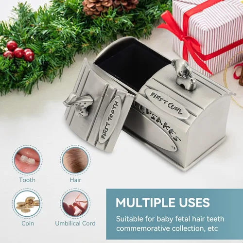 Miniatura 3 de Caja de recuerdos para bebé, diseño de dibujos animados, cajas de recuerdo con tapas, caja de dientes de bebé, para niños, primer rizo y dientes