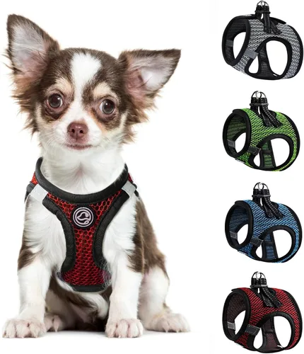 Miniatura 10 de Arnés para perros – Chaleco transpirable para cachorros para perros pequeños, arnés de malla para gatos (negro, S)