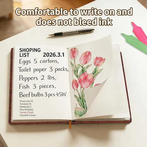 Miniatura 5 de Mlife Cuaderno grueso A5 en blanco, 288 páginas A5, papel liso de 4.23 oz/m², cuaderno de bocetos vintage de tapa dura con estampado floral dorado