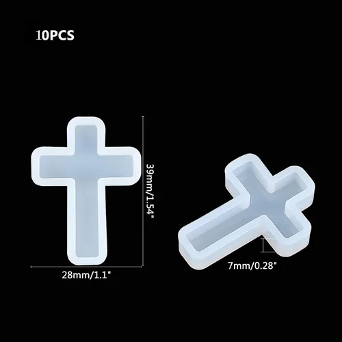 Miniatura 2 de arricraft 10 moldes de resina de silicona cruzados, moldes de resina epoxi de 1.5 x 1 pulgada, molde de fundición de crucifijo para collares, Cruz