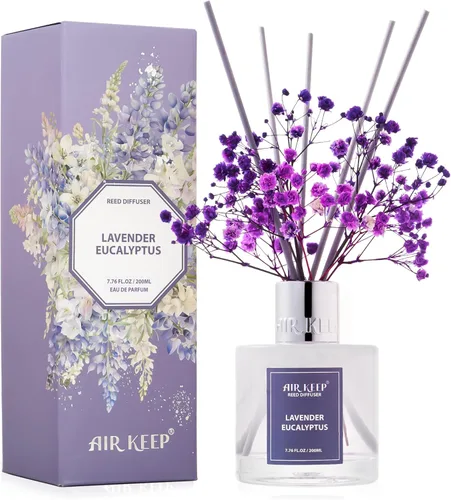 Miniatura 46 de Airkeep Juego de difusor de junco, 3.38 onzas líquidas (3.4 fl oz), difusor de aceite de niebla marina y sal marina con 8 varillas de caña, difusor