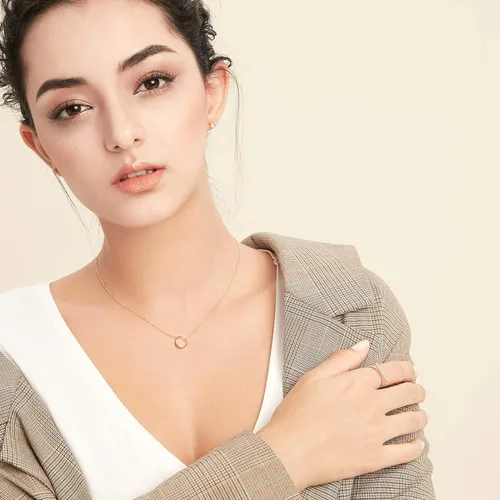 Miniatura 3 de S.Leaf Collar circular de plata de ley con círculo abierto para mujer, collares para mamá, Metal