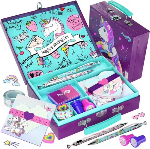 Pretty Me Juego de Papelería de Unicornio para Niños - Regalos de Cumpleaños para Niñas de 6, 7, 8, 9, 10 a 12 Años - Kit de Arte para Escribir