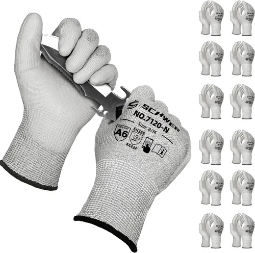 Miniatura 14 de Schwer 3 pares de guantes de trabajo resistentes a los cortes ANSI A6, a prueba de cortes, pantalla táctil, para hombres y mujeres, utilizados