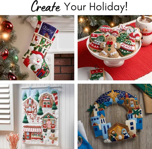 Miniatura 3 de Bucilla Kit de decoración de punto de cruz de 14 piezas, colección clásica de Navidad, perfecto para manualidades y manualidades, 89454E