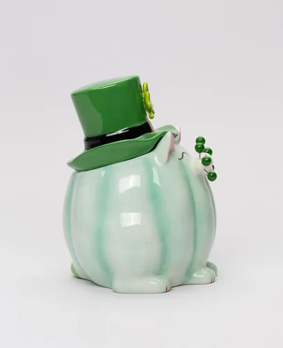 Miniatura 5 de Cosmos Gifts 21078 Tarro de cerámica del caramelo del gato bigote del día de San Patricio 6 1/2 "H