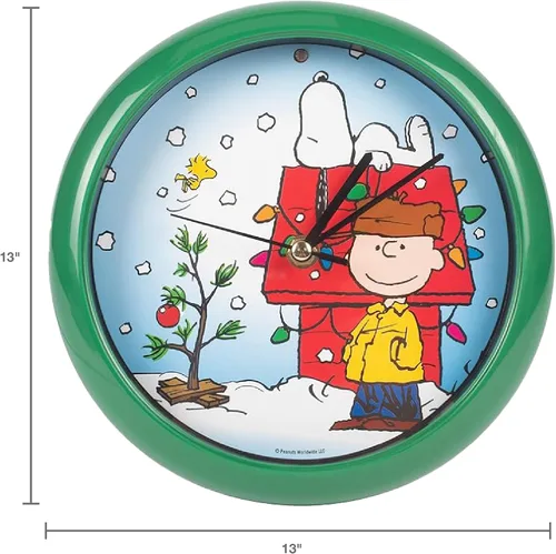 Miniatura 4 de Mark Feldstein, Reloj de sonido con villancicos navideños de Snoopy en diseño de casa de perro, verde, 20,3 cm