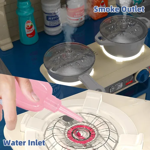Miniatura 5 de Doloowee Juego de cocina para niños, juguete de cocina para niños pequeños de 3 a 5 años con más de 40 accesorios, juego de cocina de juguete