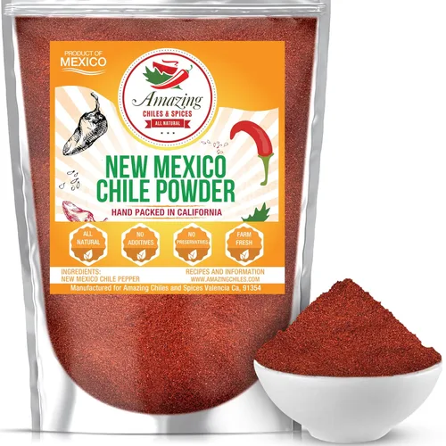 Chili en polvo de Nuevo México (4 onzas), natural y de alta calidad. Ideal para guisos, sopas, masajes de carne, salsa, enchiladas y más. Calor