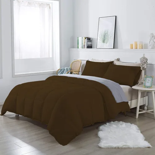 Miniatura 20 de Lujoso edredón de 1 pieza ultrasuave 100% algodón egipcio de 800 hilos, edredón de 400 GSM, tamaño matrimonial/queen (90 x 90 pulgadas), color negro