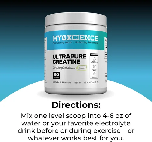 Miniatura 7 de MYOXCIENCE Creapure® Creatina 5 Gramos de Monohidrato de Creatina Alemán por Porción Apoya el Rendimiento Muscular, Masa Corporal Magra