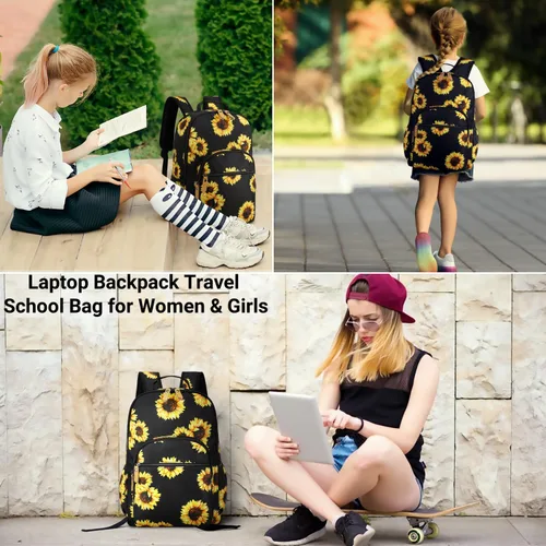 Miniatura 101 de Leaper Mochila para laptop para mujer: linda mochila floral para escuela, universidad, viajes, trabajo, mochila ligera para niños, Negro margarita