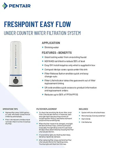 Miniatura 2 de Pentair FreshPoint - Cartucho de repuesto para sistema de filtración de agua debajo del fregadero de fácil flujo, filtro de agua PFAS, certificado