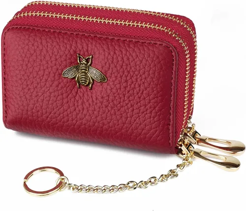 Miniatura 51 de imeetu Soporte para tarjetas de crédito RFID, cartera pequeña de cuero con cremallera para mujer