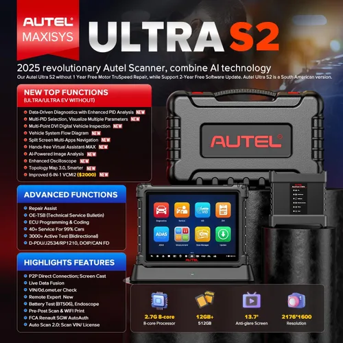 Miniatura 2 de Autel MaxiSYS Ultra S2 Escáner AI, herramienta de escaneo inteligente superior 2026 V2.0 de MS919 S2/MS909 S2 MSUltra, 6 en 1 VCMI2, topología 3.0