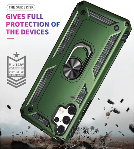 Miniatura 2 de Yiakeng Funda para Galaxy A32 5G, Samsung A32 5G, fundas protectoras de grado militar con anillo para Samsung Galaxy A32 5G (verde militar)